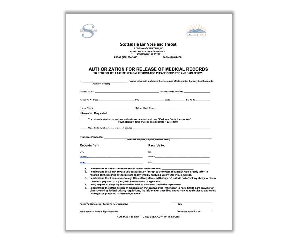 Authorization Form | Scottsdale ENT