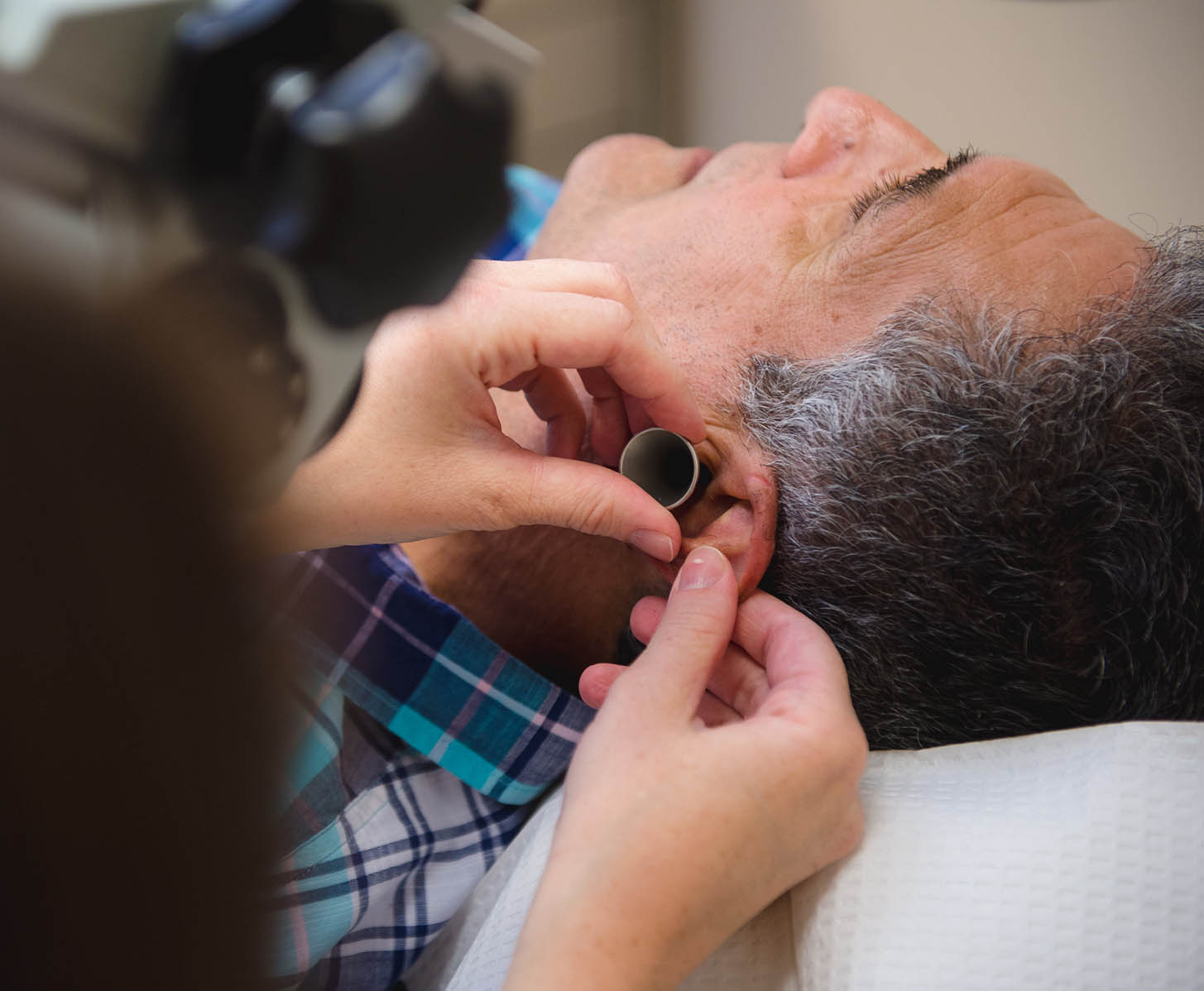 ENT doctor performing eardrum evaluation at Scottsdale Ear Nose & Throat